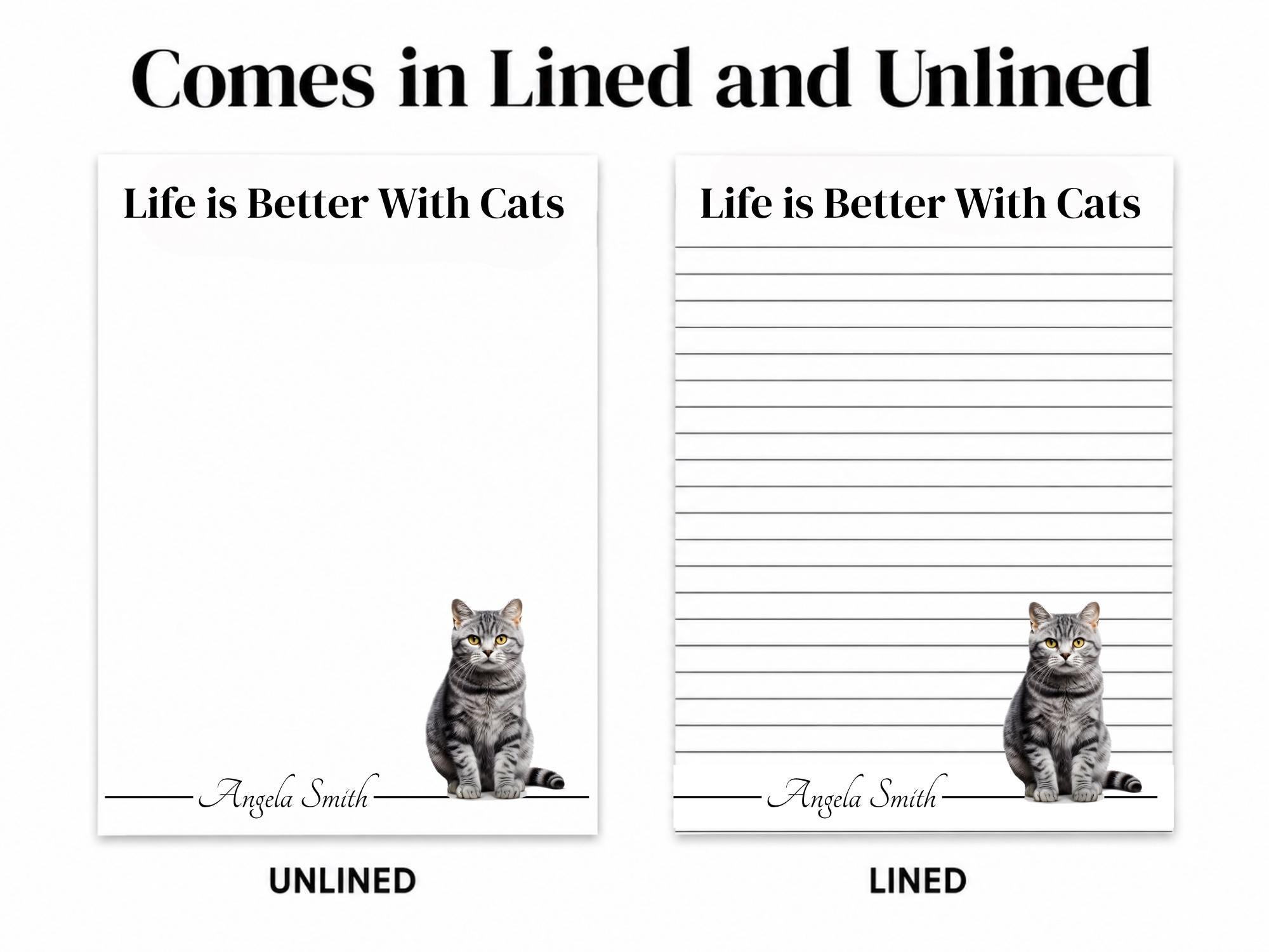 Personalized Gray Tabby Cat Notepad | Lined or Unlined - Image 5