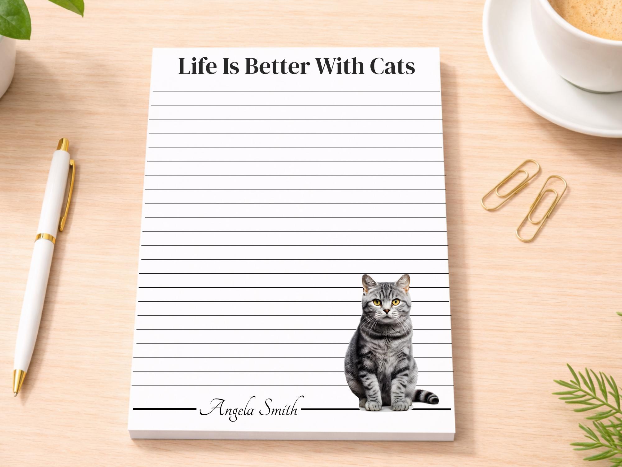Personalized Gray Tabby Cat Notepad | Lined or Unlined - Image 2