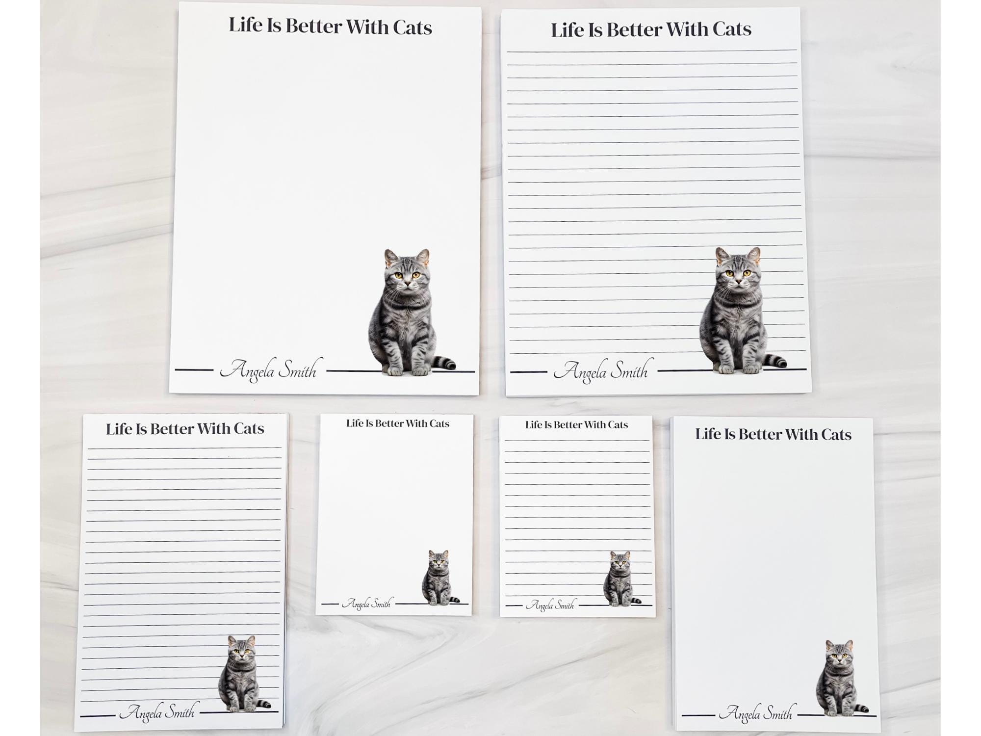 Personalized Gray Tabby Cat Notepad | Lined or Unlined - Image 8