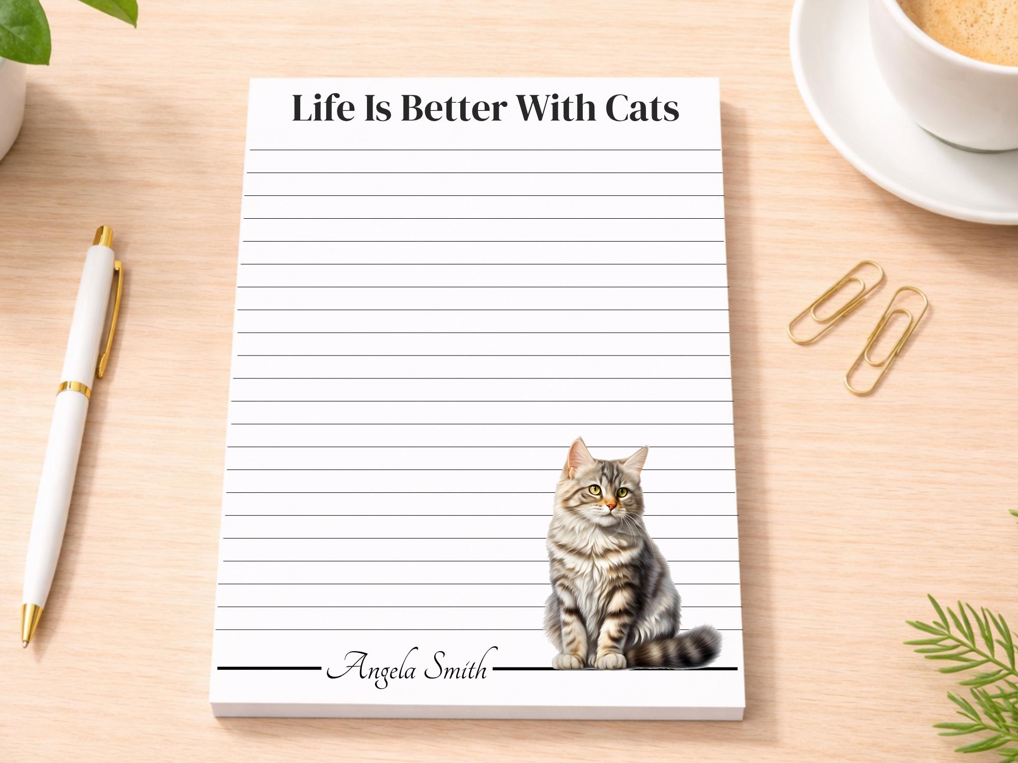 Personalized Brown Tabby Cat Notepad | Lined or Unlined - Image 2