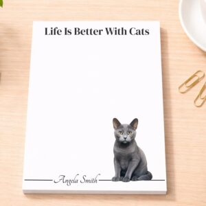 Personalized Russian Blue Cat Notepad | Lined or Unlined
