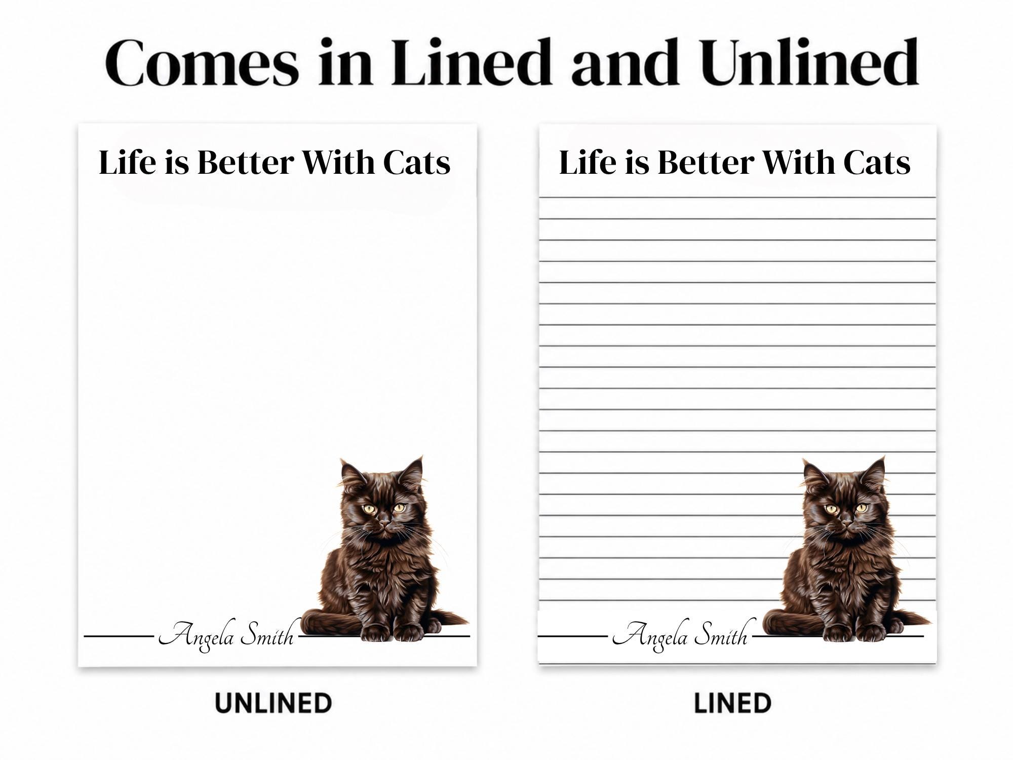 Personalized Black Maine Coon Cat Notepad | Lined or Unlined - Image 5