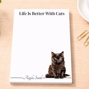 Personalized Black Maine Coon Cat Notepad | Lined or Unlined