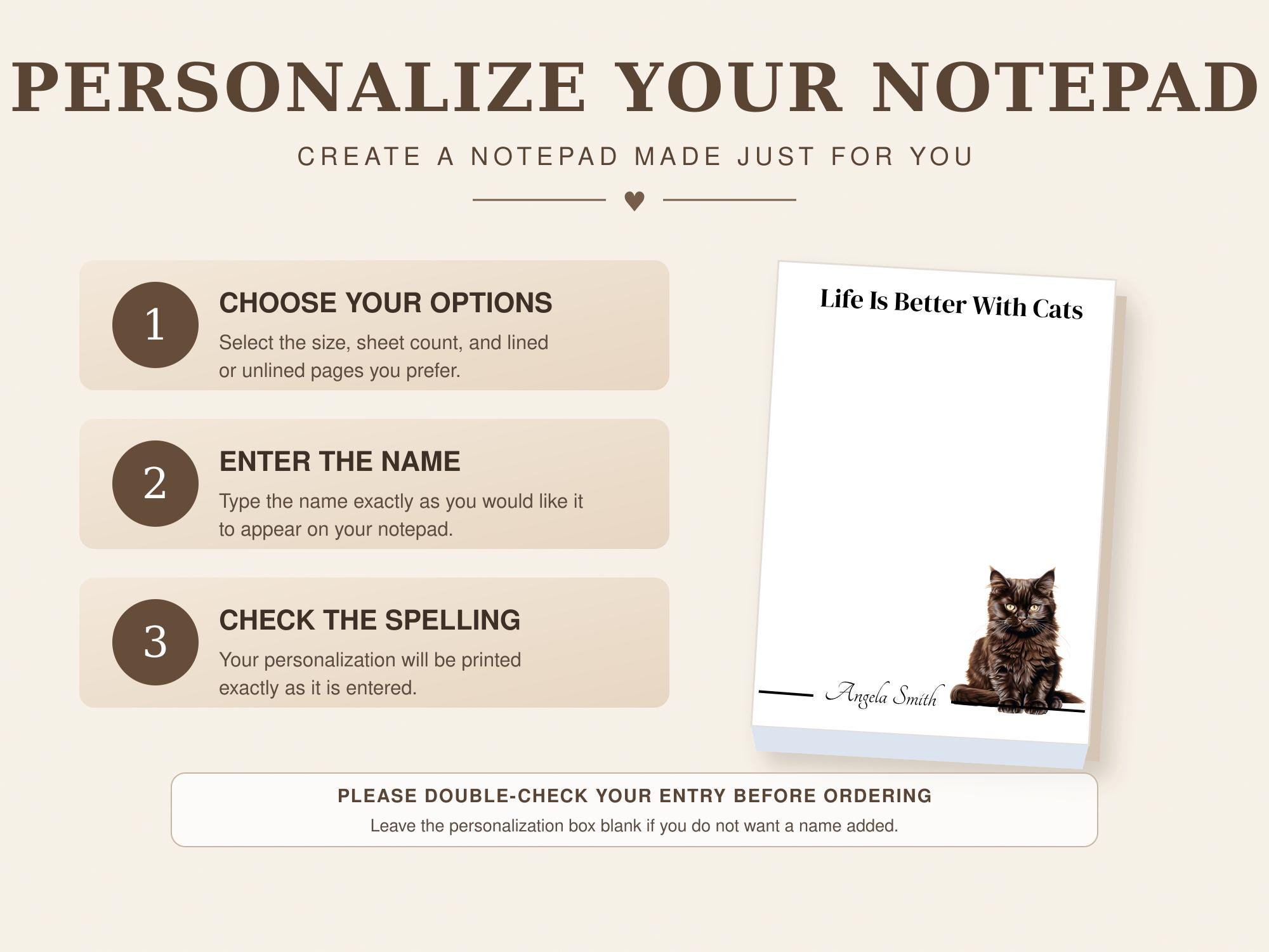 Personalized Black Maine Coon Cat Notepad | Lined or Unlined - Image 7