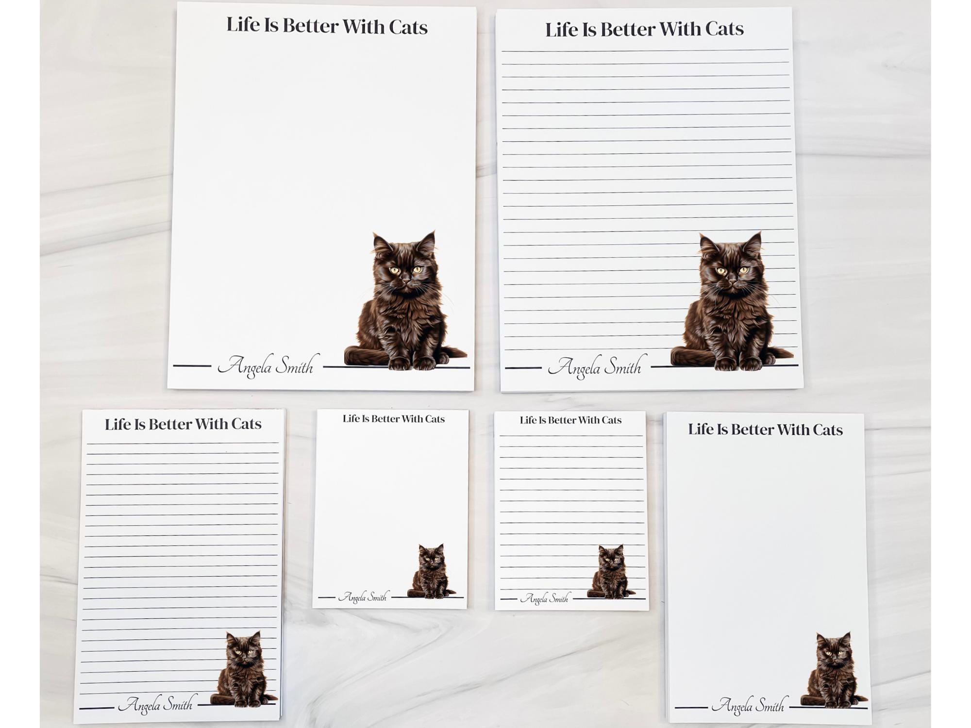 Personalized Black Maine Coon Cat Notepad | Lined or Unlined - Image 8