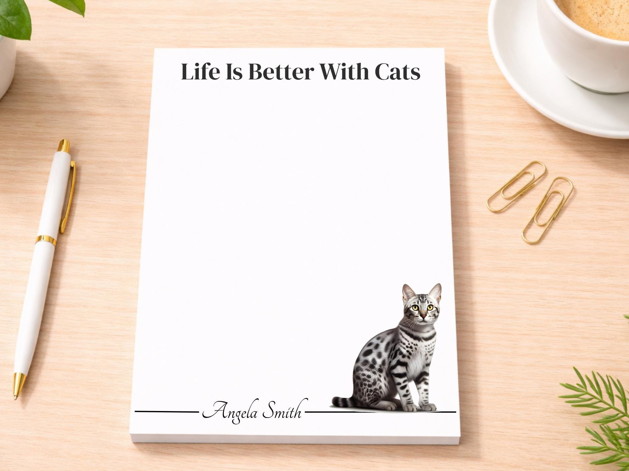 Personalized Egyptian Mau Cat Notepad | Lined or Unlined