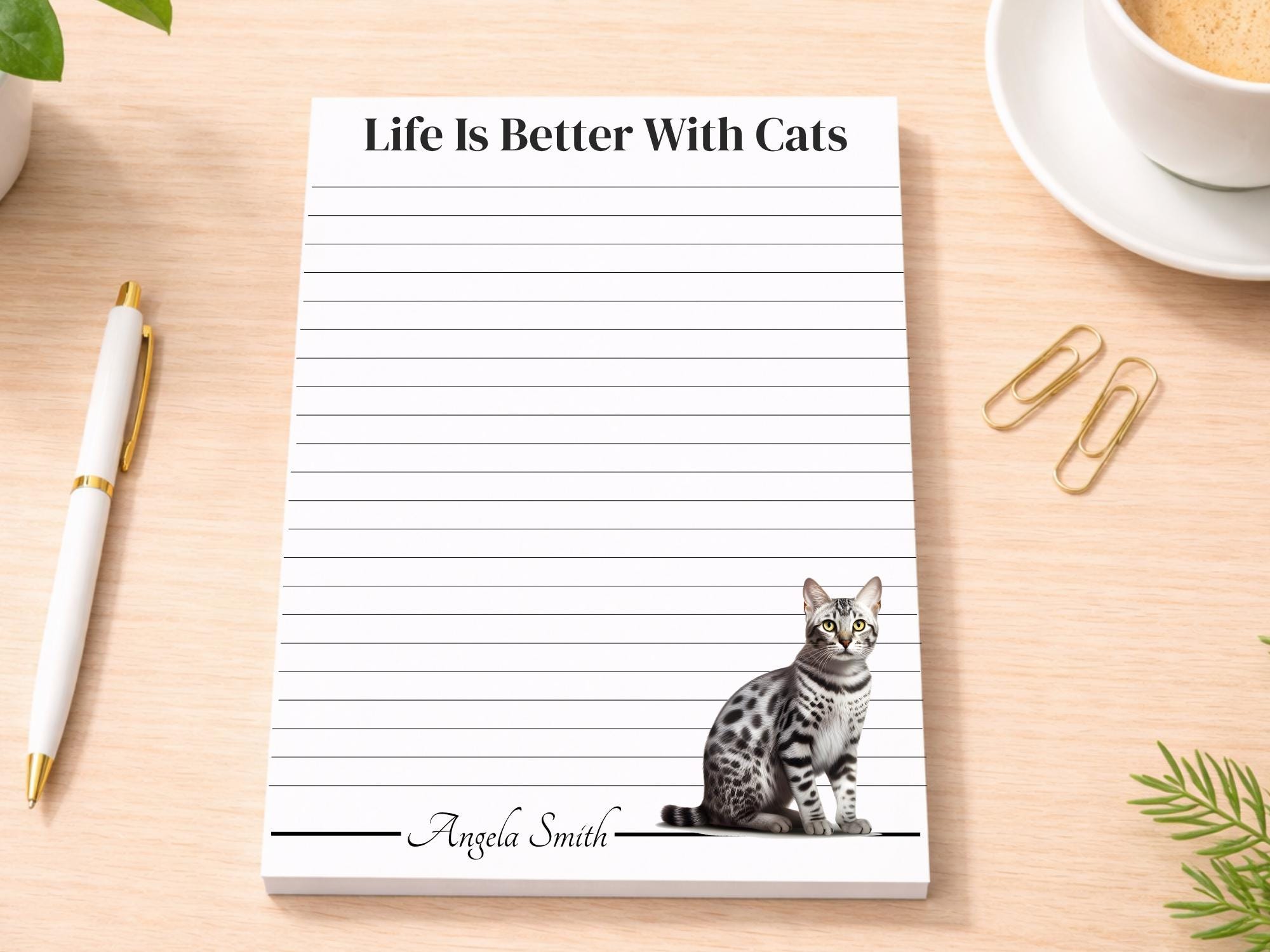 Personalized Egyptian Mau Cat Notepad | Lined or Unlined - Image 2