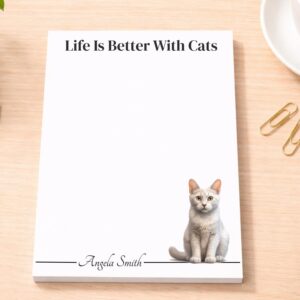 Personalized Cream Point Siamese Cat Notepad | Lined or Unlined
