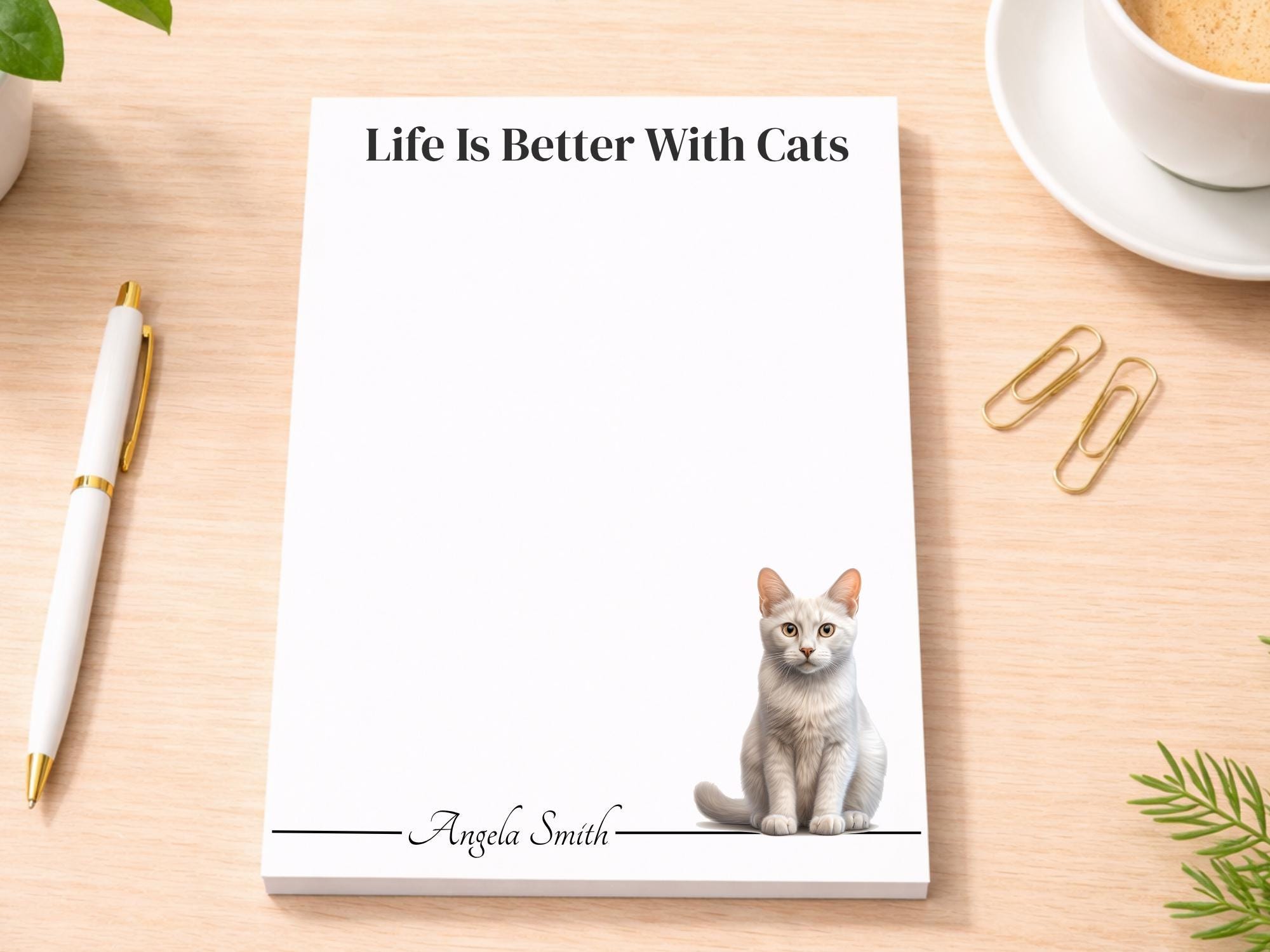 Personalized Cream Point Siamese Cat Notepad | Lined or Unlined