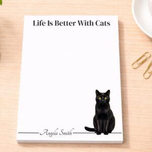 Personalized Black Cat Notepad | Lined or Unlined