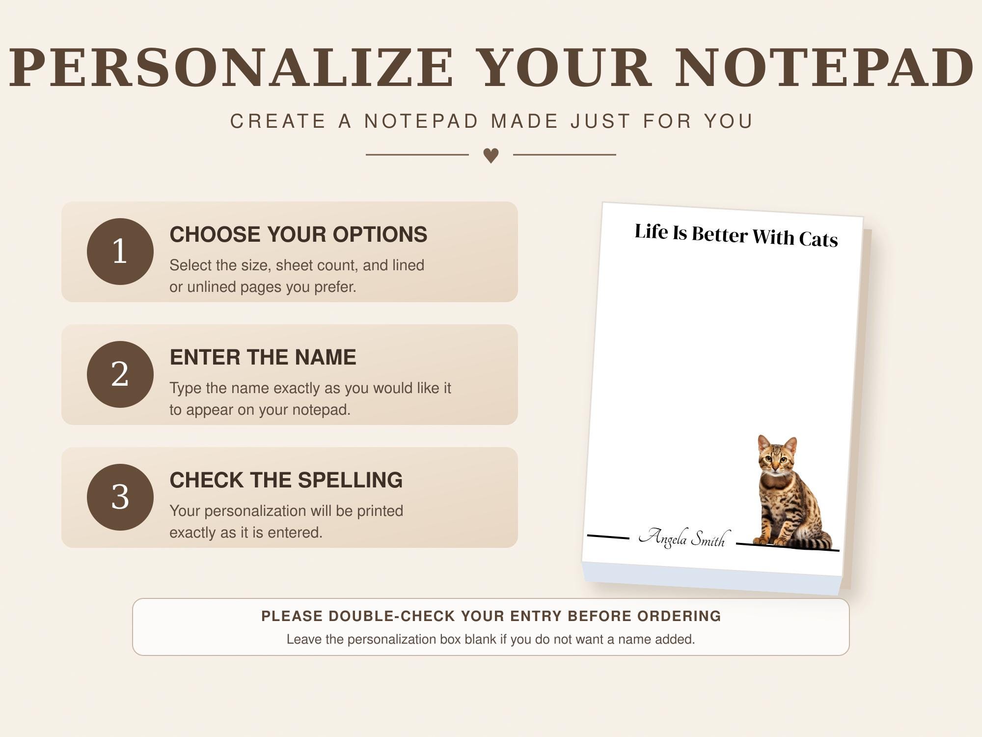 Personalized Bengal Cat Notepad | Lined or Unlined - Image 7
