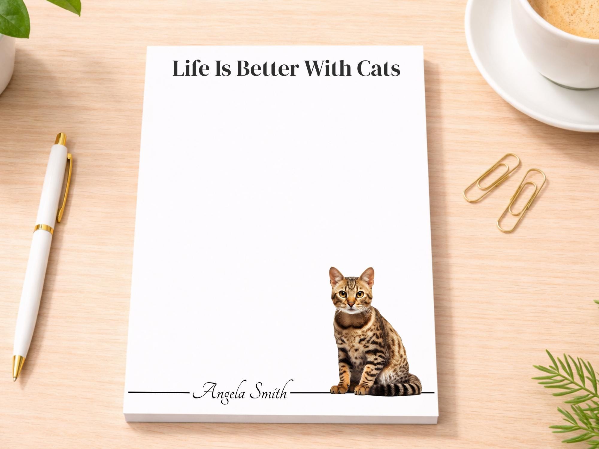 Personalized Bengal Cat Notepad | Lined or Unlined