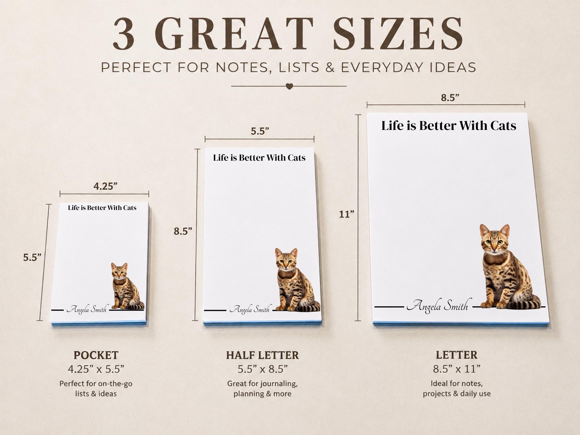 Personalized Bengal Cat Notepad | Lined or Unlined - Image 3
