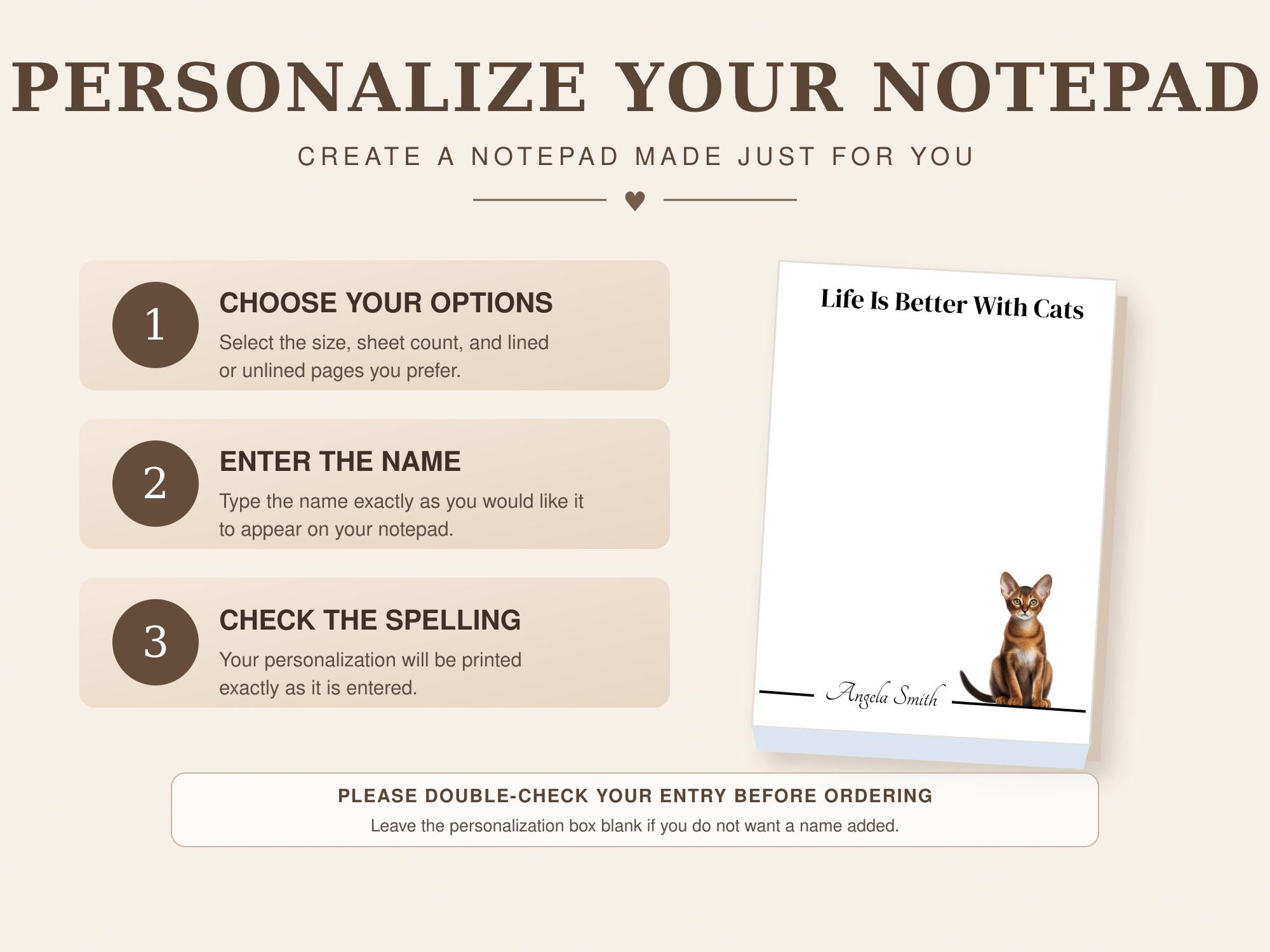 Personalized Abyssinian Cat Notepad | Lined or Unlined - Image 7