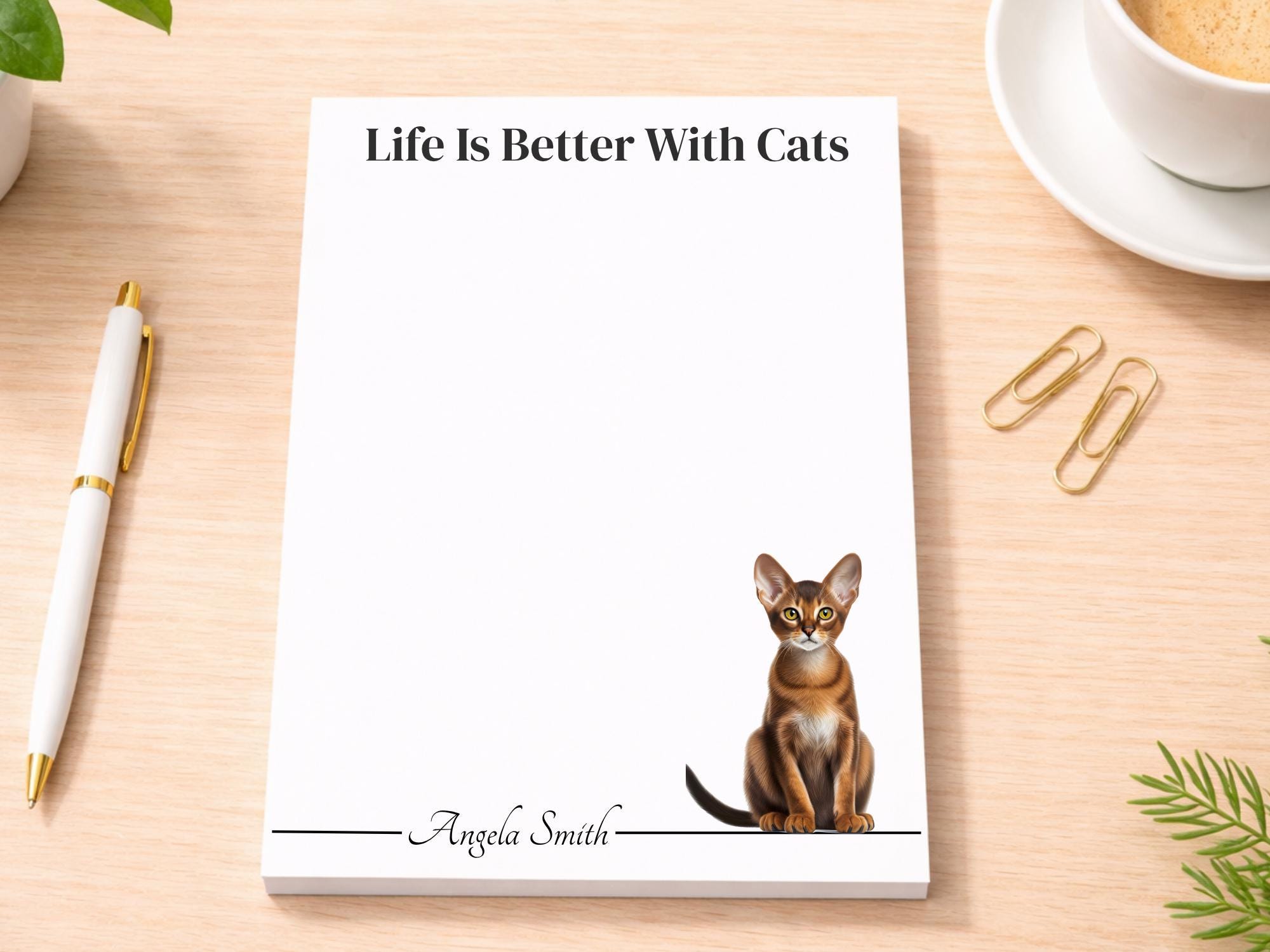 Personalized Abyssinian Cat Notepad | Lined or Unlined