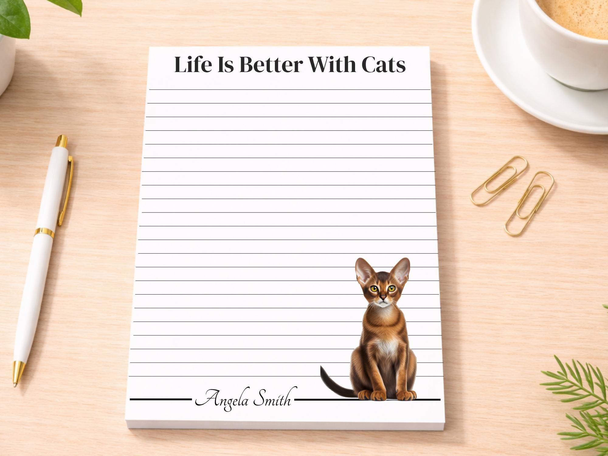 Personalized Abyssinian Cat Notepad | Lined or Unlined - Image 2