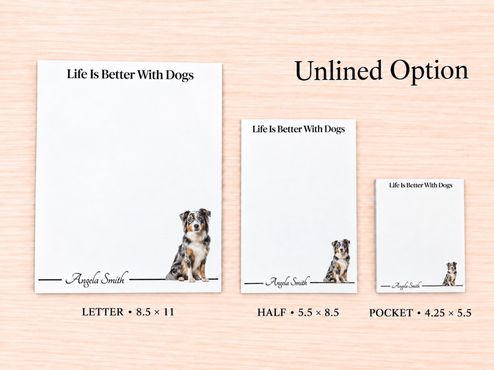 Australian Shepherd Stationery Gift Box | Personalized Aussie Notepads and Vinyl Dog Stickers
