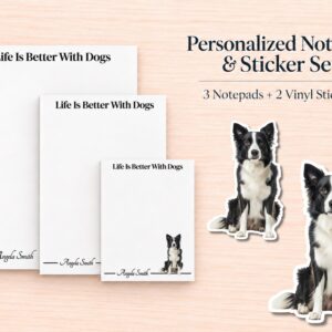 Border Collie Stationery Gift Box | Personalized Notepads and Vinyl Dog Stickers