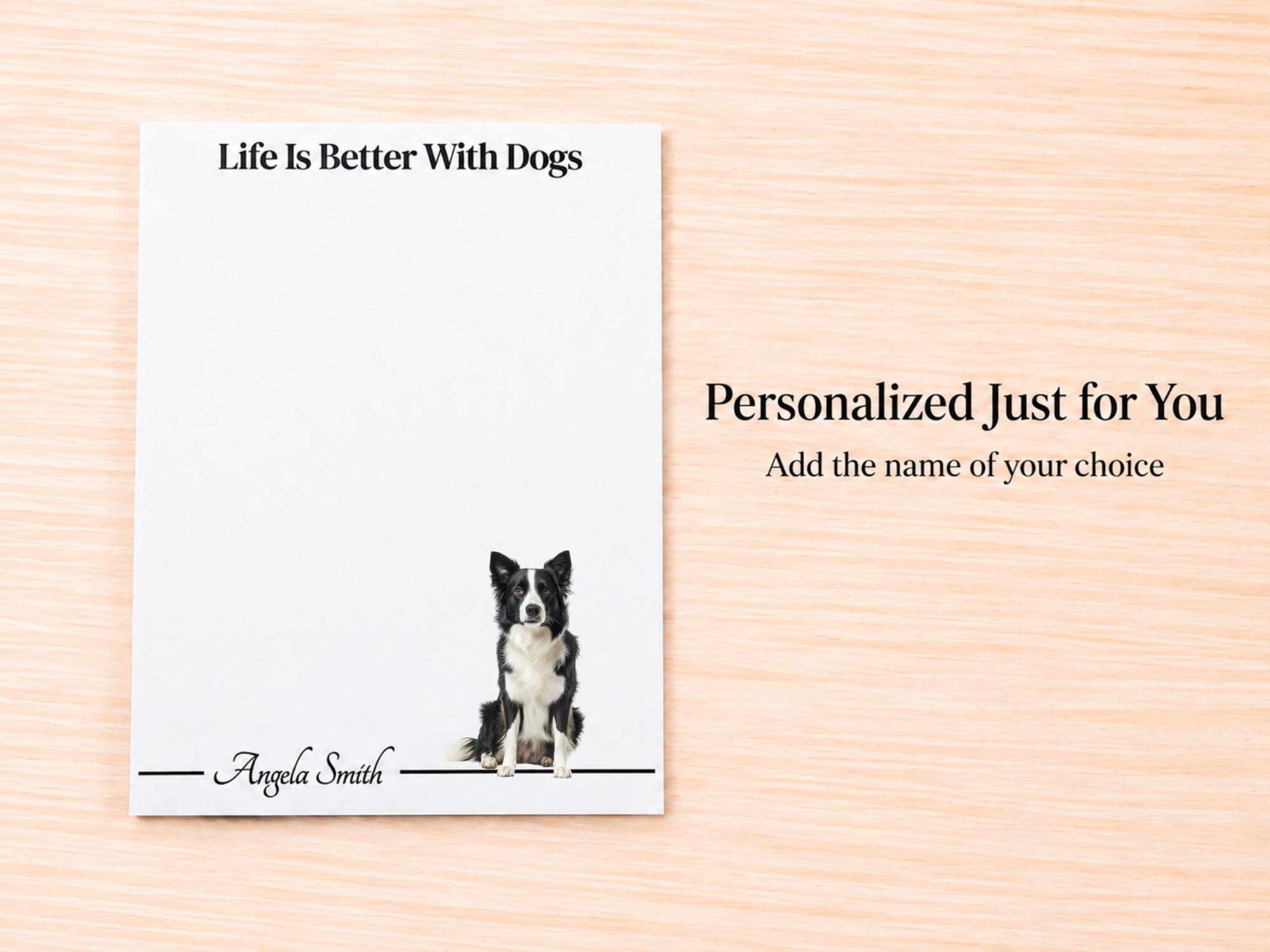 Border Collie Stationery Gift Box | Personalized Notepads and Vinyl Dog Stickers
