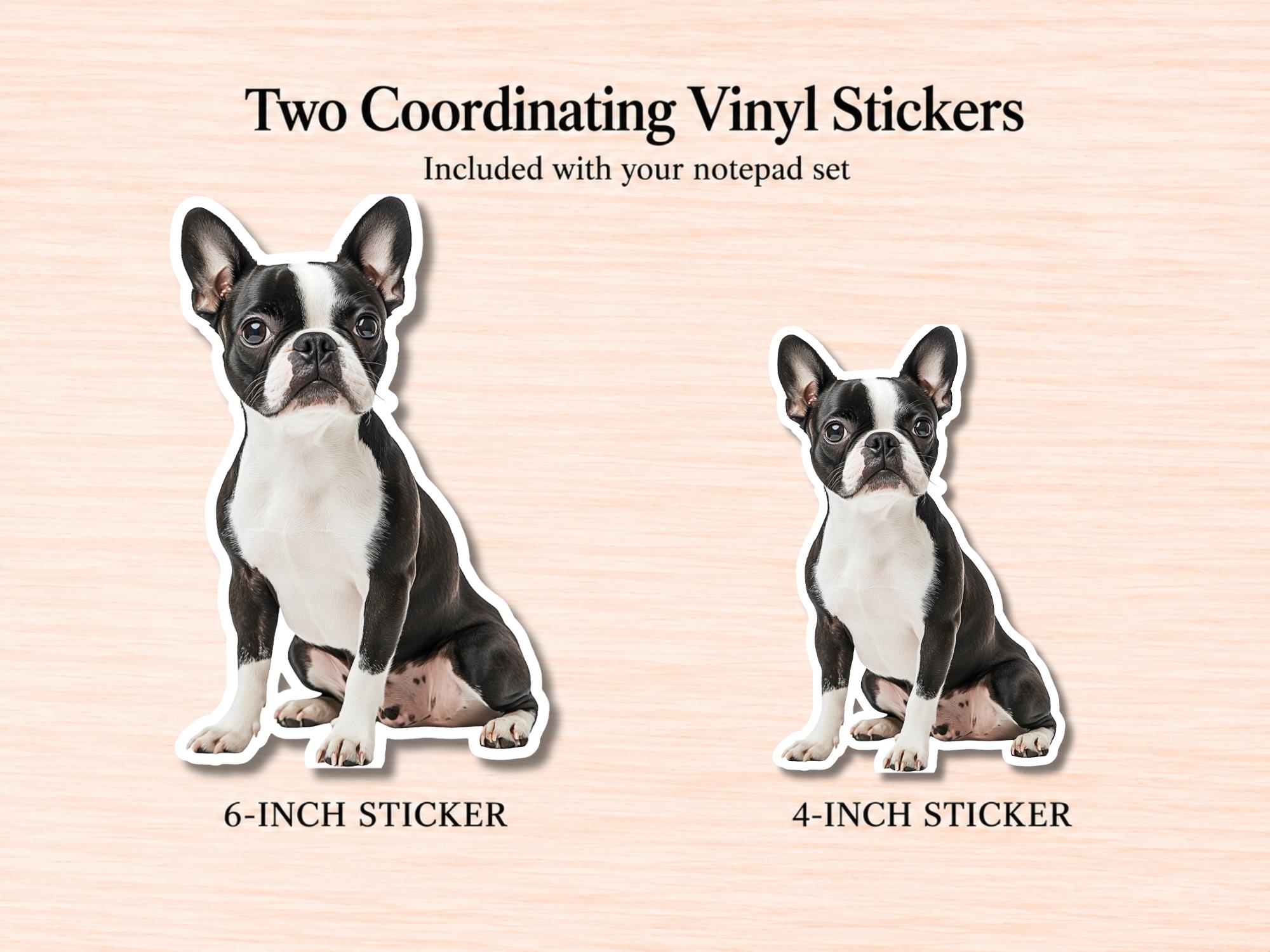 Boston Terrier Stationery Gift Box | Personalized Notepads and Vinyl Dog Stickers