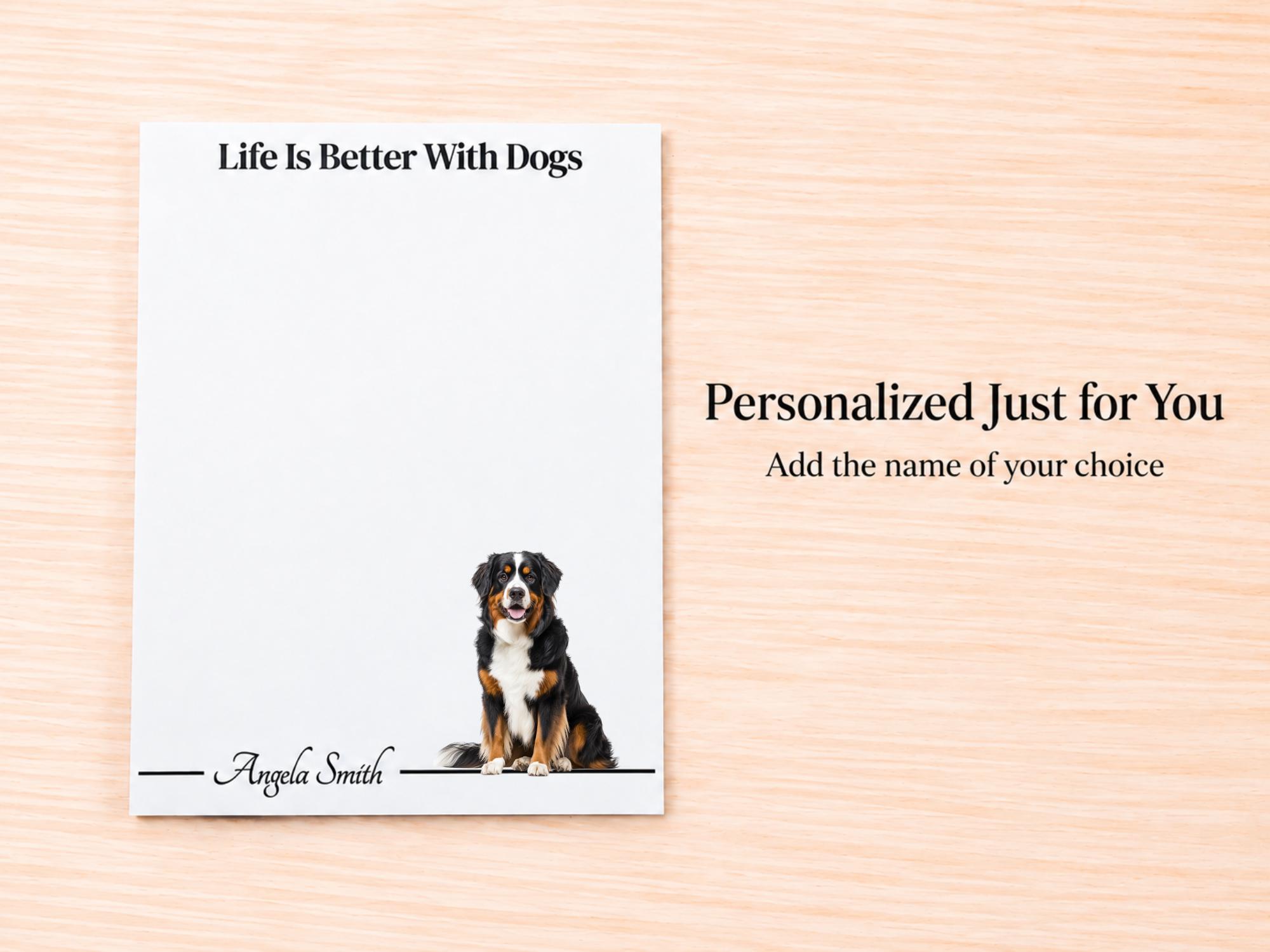 Bernese Mountain Dog Stationery Gift Box | Personalized Notepads and Vinyl Dog Stickers