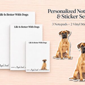 Boxer Stationery Gift Box - tan | Personalized Notepads and Vinyl Dog Stickers