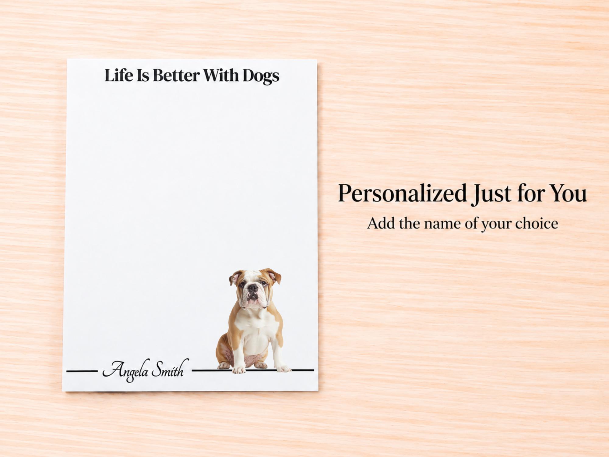 Bulldog Stationery Gift Box | Personalized Notepads and Vinyl Dog Stickers