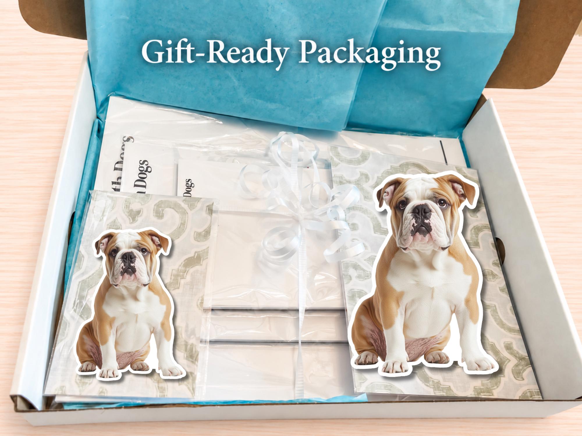 Bulldog Stationery Gift Box | Personalized Notepads and Vinyl Dog Stickers