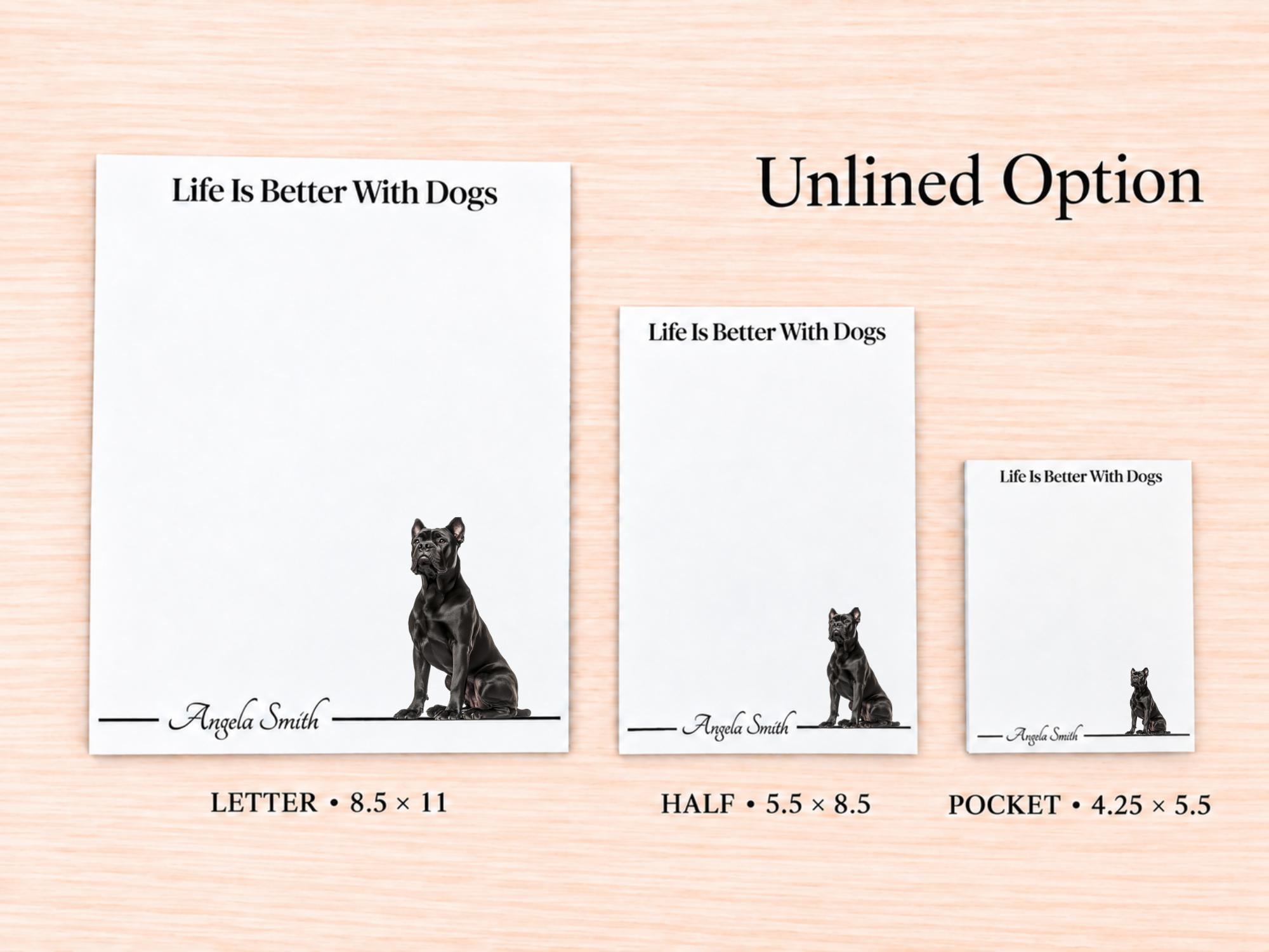 Cane Corso Stationery Gift Box - Black | Personalized Notepads and Vinyl Dog Stickers