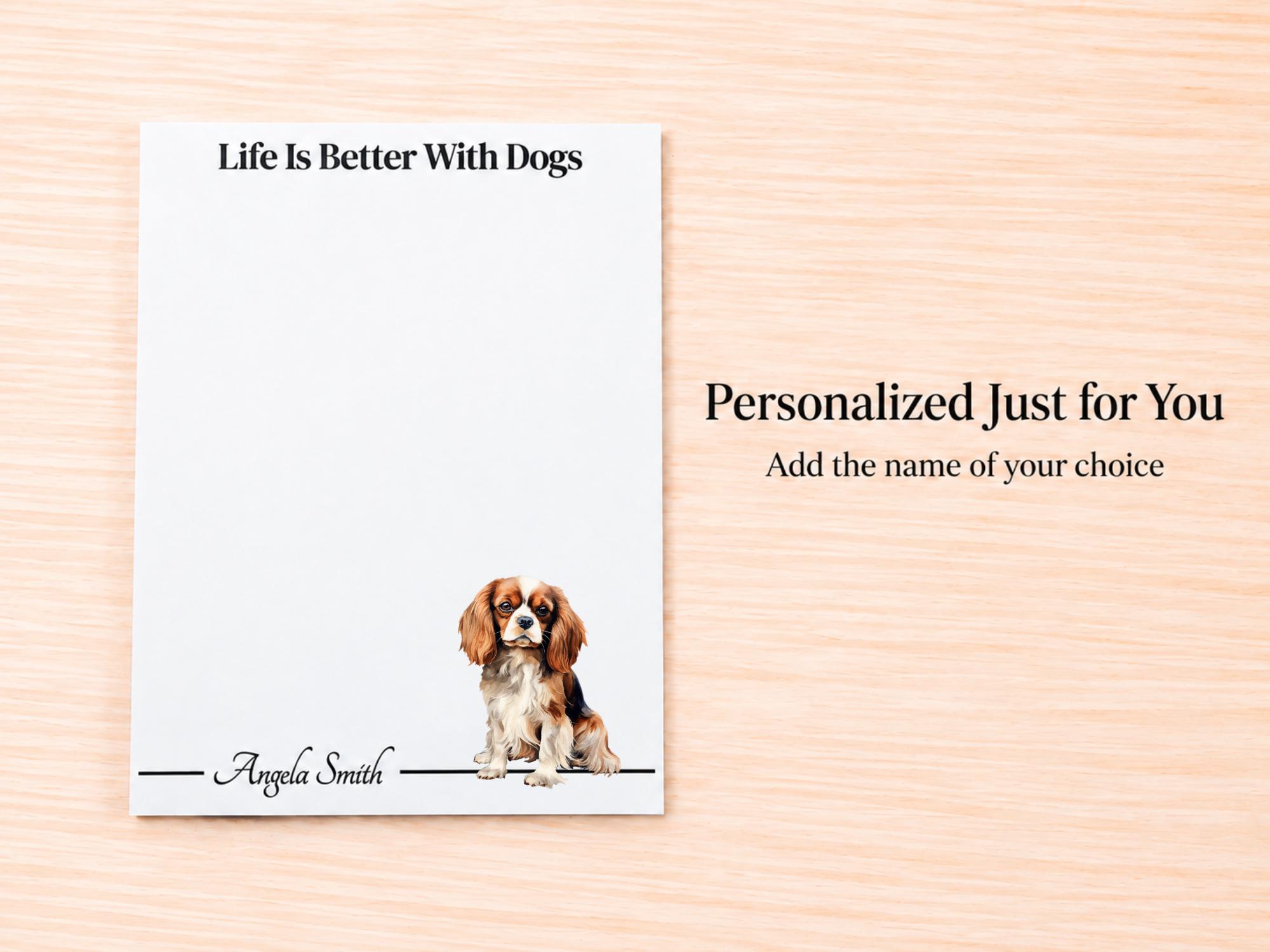 Cavalier King Charles Spaniel Stationery Gift Box | Personalized Notepads and Vinyl Dog Stickers