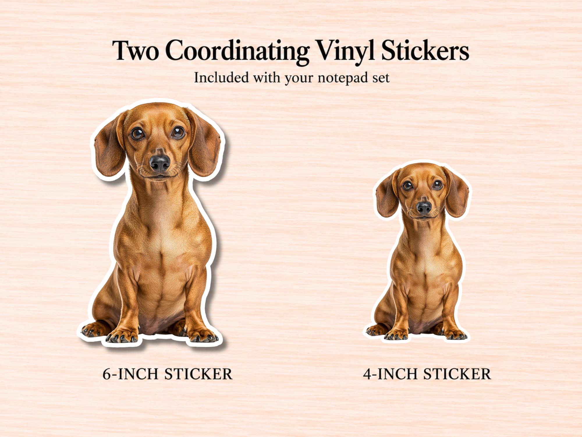 Dachshund Stationery Gift Box - Tan | Personalized Notepads and Vinyl Dog Stickers