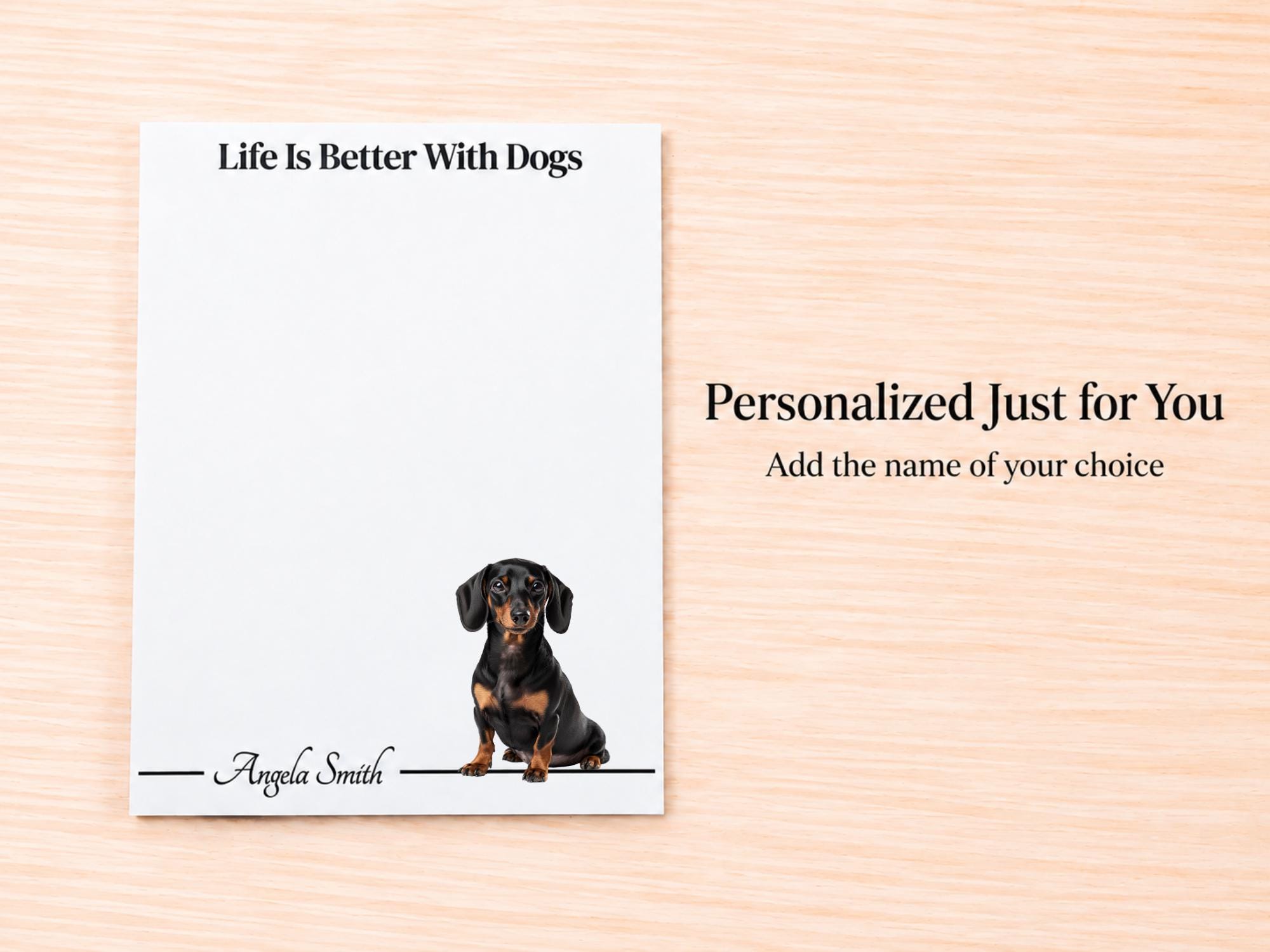 Dachshund Stationery Gift Box - Black | Personalized Notepads and Vinyl Dog Stickers