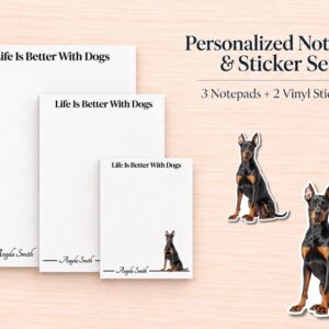 Doberman Stationery Gift Box | Personalized Notepads and Vinyl Dog Stickers