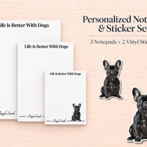 French Bulldog Stationery Gift Box - Black | Personalized Notepads and Vinyl Dog Stickers