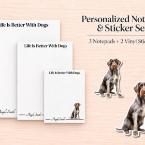 German Wirehaired Pointer Stationery Gift Box | Personalized Notepads and Vinyl Dog Stickers