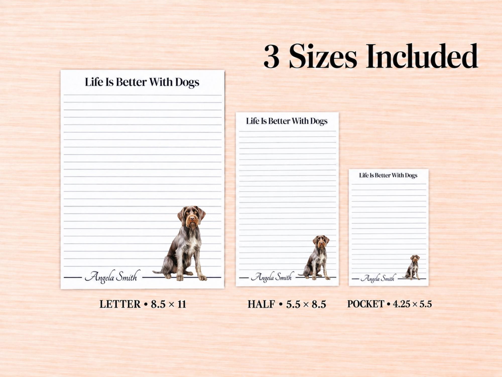 German Wirehaired Pointer Stationery Gift Box | Personalized Notepads and Vinyl Dog Stickers