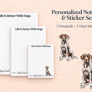 German Shorthaired Pointer Stationery Gift Box | Personalized Notepads and Vinyl Dog Stickers