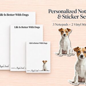 Jack Russell Terrier Stationery Gift Box | Personalized Notepads and Vinyl Dog Stickers