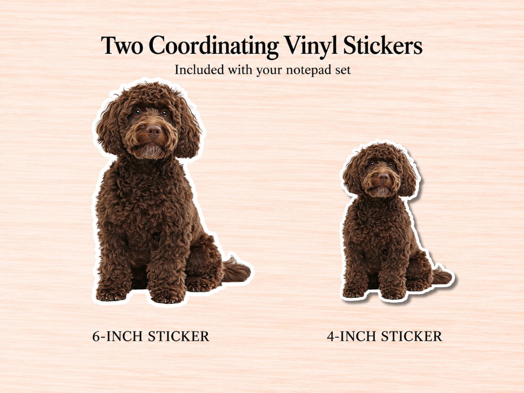 Brown Labradoodle / Goldendoodle Stationery Gift Box | Personalized Notepads and Vinyl Dog Stickers