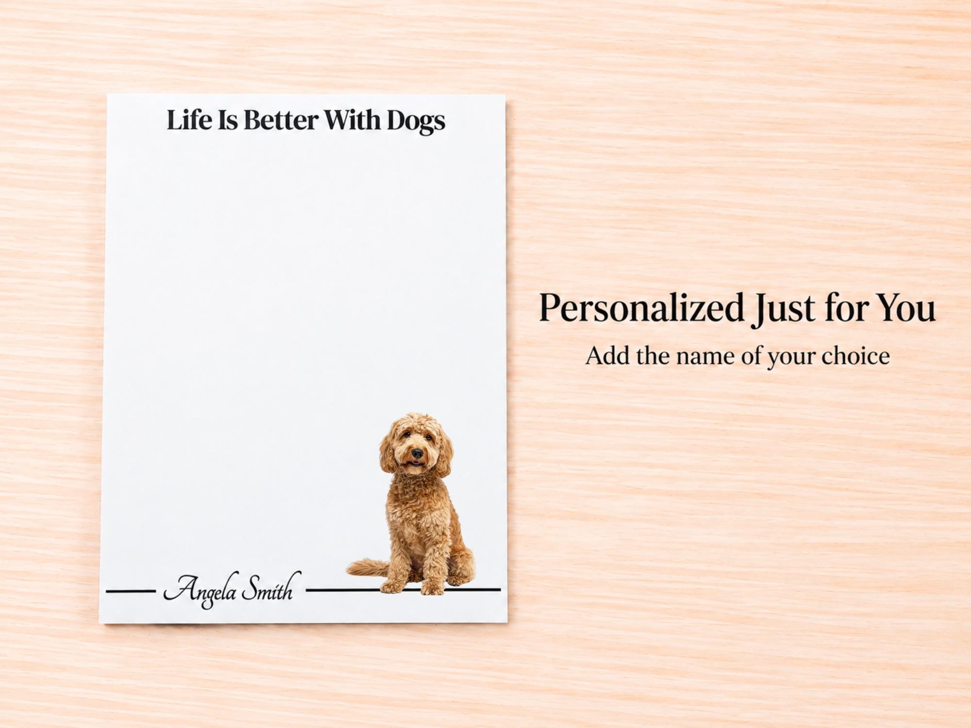 Tan Labradoodle / Goldendoodle Stationery Gift Box | Personalized Notepads and Vinyl Dog Stickers