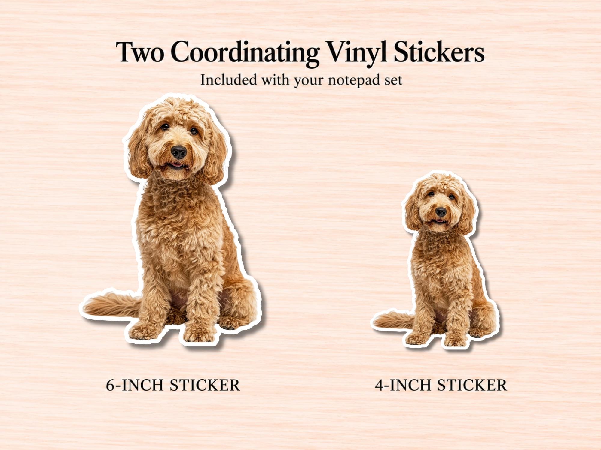 Tan Labradoodle / Goldendoodle Stationery Gift Box | Personalized Notepads and Vinyl Dog Stickers