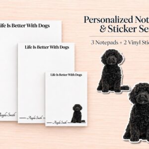 Black Labradoodle / Goldendoodle Stationery Gift Box | Personalized Notepads and Vinyl Dog Stickers