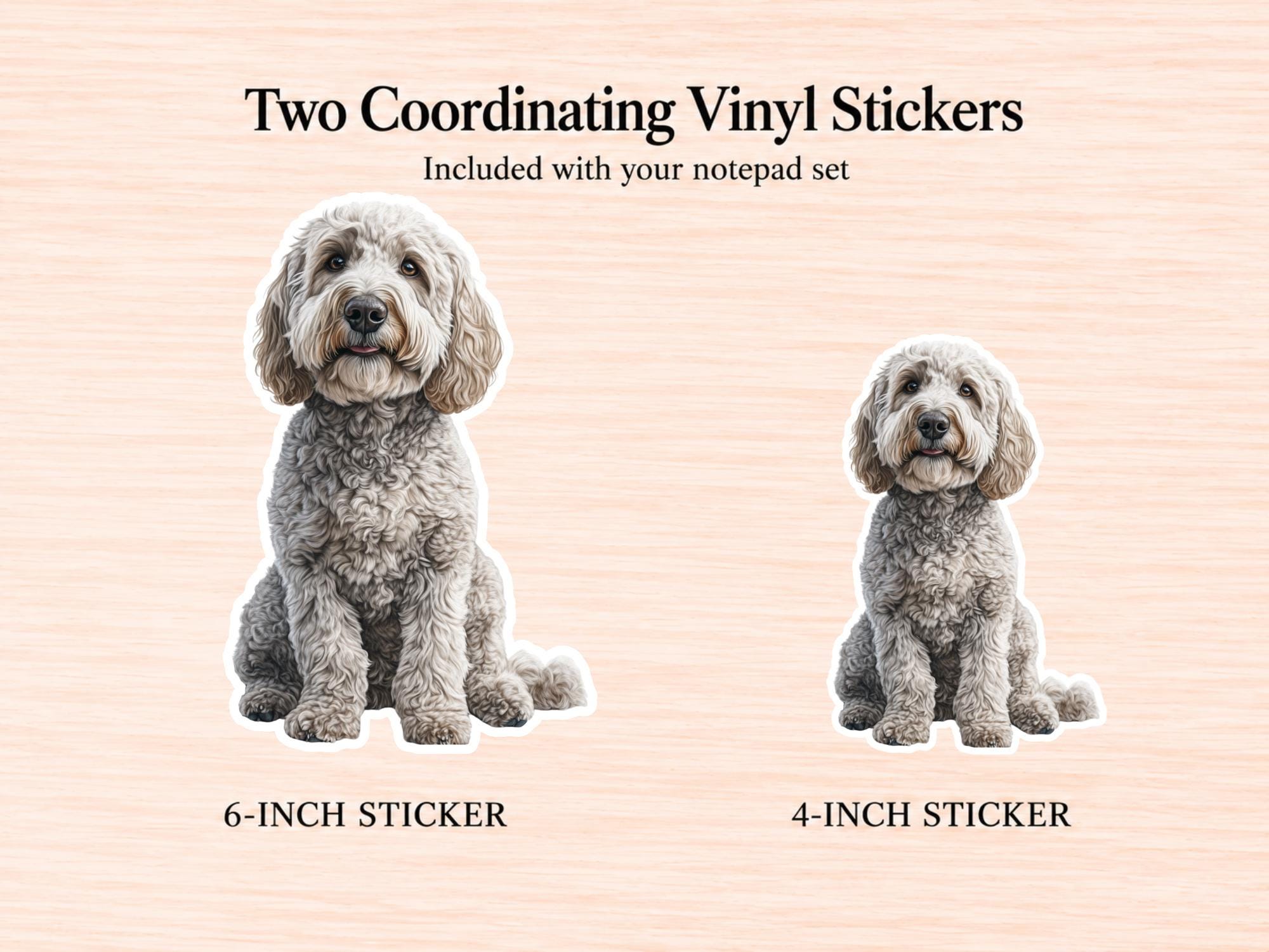 Gray Labradoodle / Goldendoodle Stationery Gift Box | Personalized Notepads and Vinyl Dog Stickers