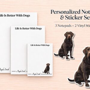 Chocolate Labrador Retriever Stationery Gift Box | Personalized Notepads and Vinyl Dog Stickers