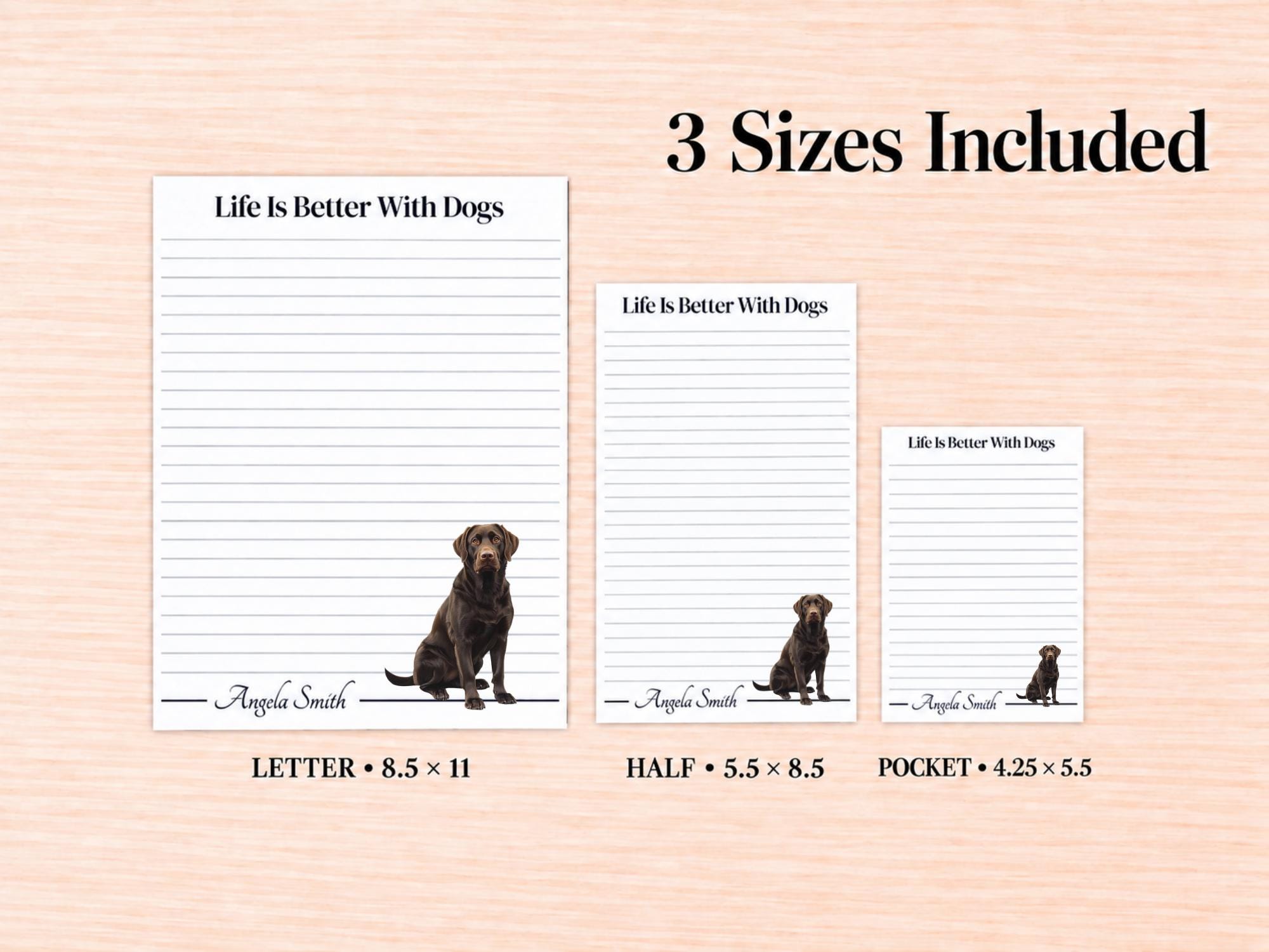 Chocolate Labrador Retriever Stationery Gift Box | Personalized Notepads and Vinyl Dog Stickers