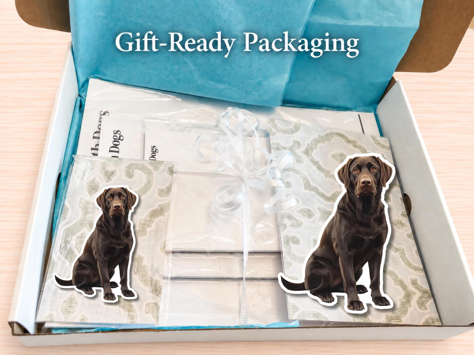 Chocolate Labrador Retriever Stationery Gift Box | Personalized Notepads and Vinyl Dog Stickers