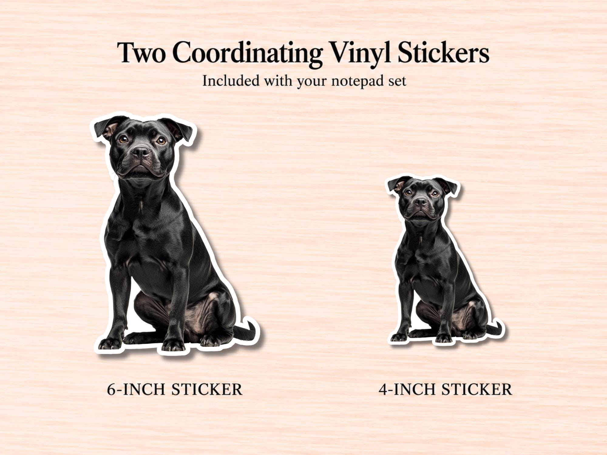 Black Pitbull Stationery Gift Box | Personalized Notepads and Vinyl Dog Stickers