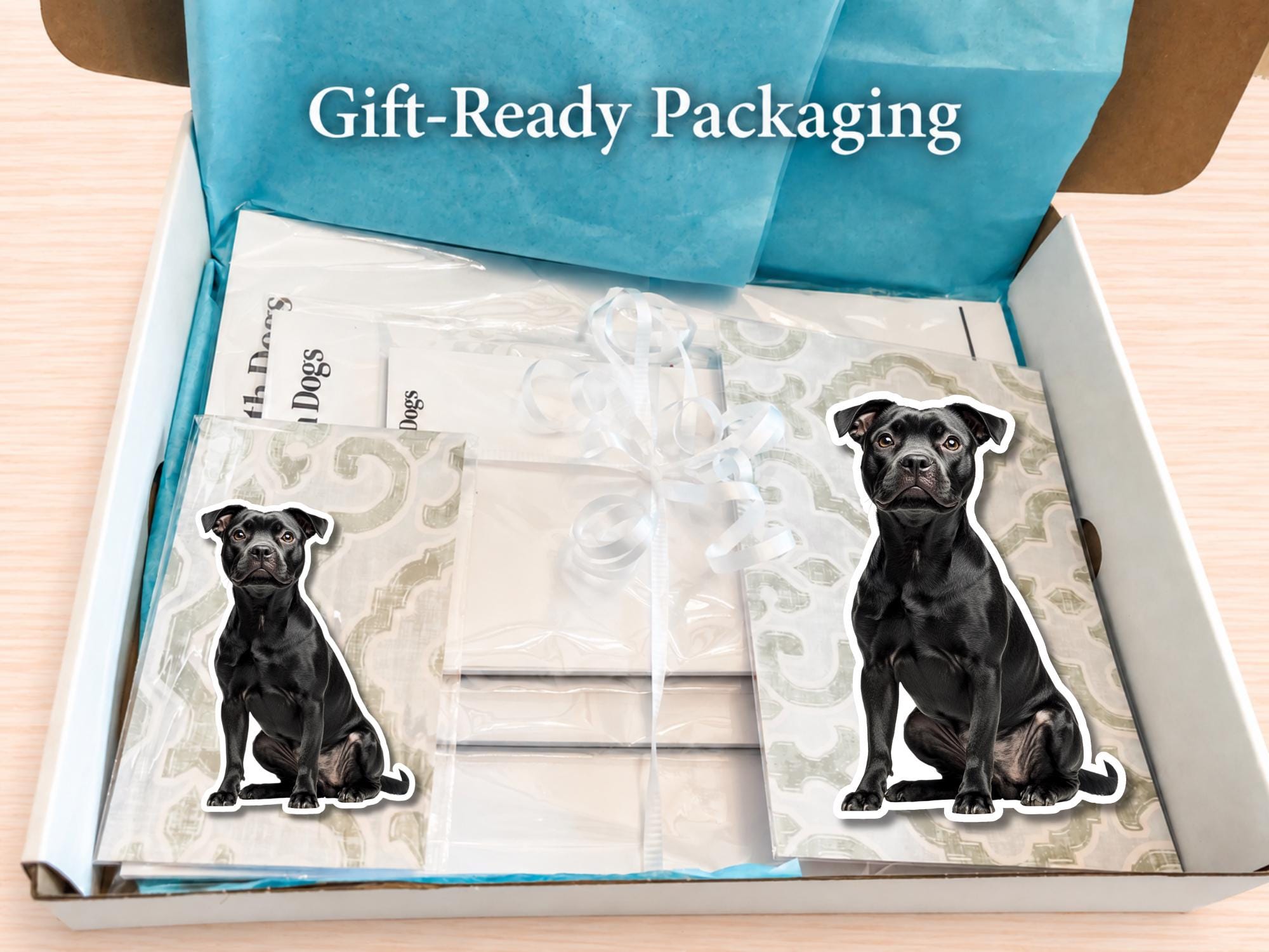 Black Pitbull Stationery Gift Box | Personalized Notepads and Vinyl Dog Stickers