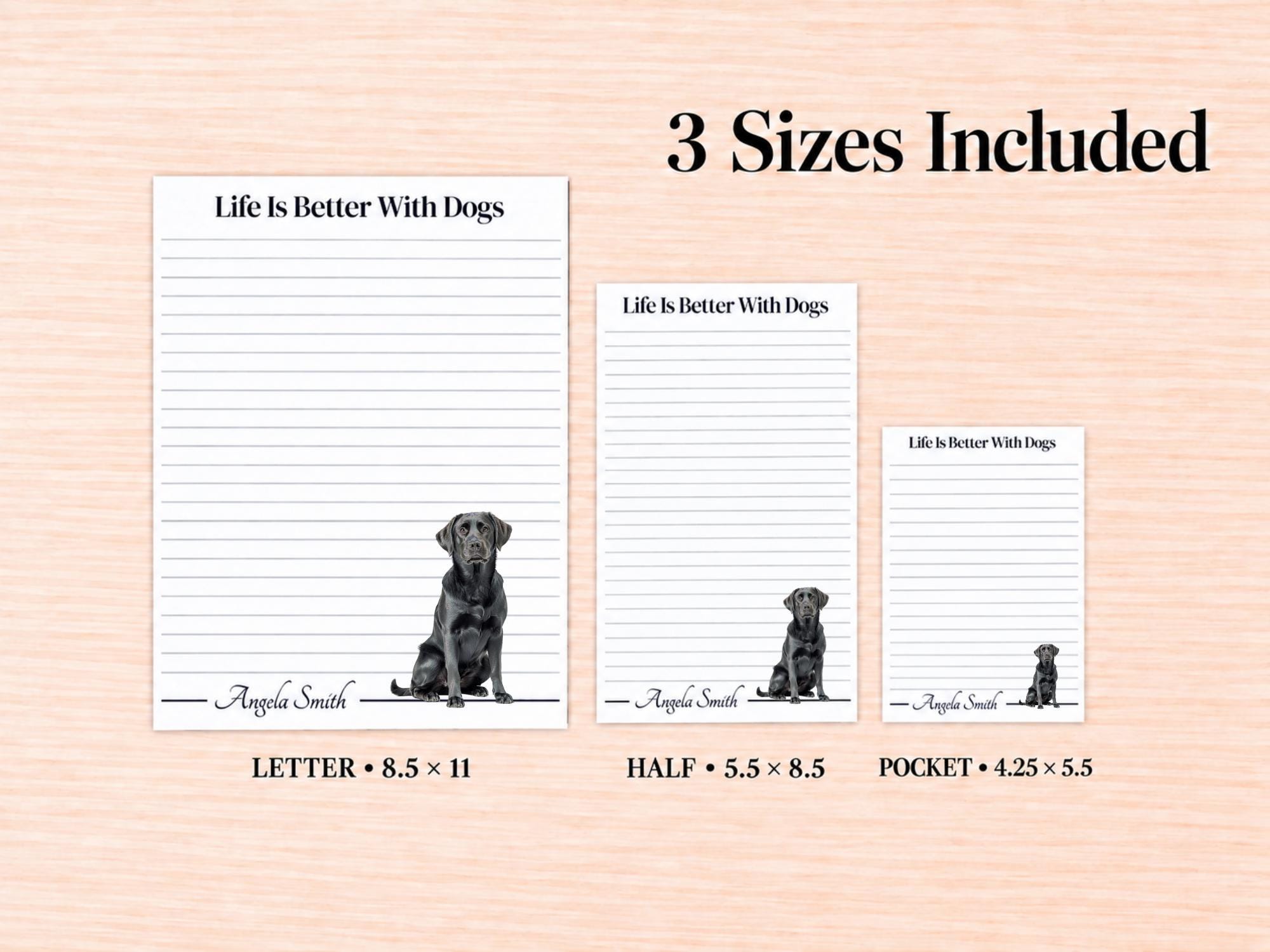 Black Labrador Retriever Stationery Gift Box | Personalized Notepads and Vinyl Dog Stickers