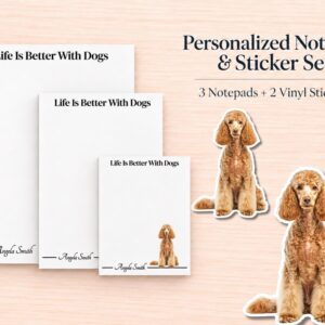 Poodle Stationery Gift Box - Copper | Personalized Notepads and Vinyl Dog Stickers